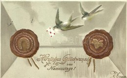 T2/T3 Name Day, Envelope, Seal, Swallolws, Emb. Litho (EK) - Ohne Zuordnung