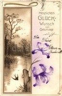 T2/T3 Birthday, Floral Art Nouveau, Erika Nr. 2519. Emb. Litho - Sin Clasificación