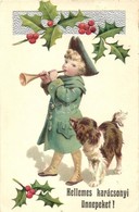T2/T3 Christmas, Child, Dog, Erika Nr. 3720. Emb. Litho (EK) - Unclassified