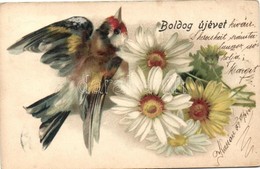 T2/T3 1899 New Year, Flowers, Bird; Breitner Mór Litho  (EK) - Ohne Zuordnung