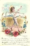 T2 August, Boy With Scythe, Floral, Litho - Unclassified