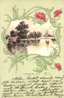 T2 Art Nouveau Greeting Card, Emb. Litho - Unclassified