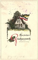 T2 Birthday Greeting Card, German Flags, M.S.i.B. 147. Emb. Litho - Non Classificati