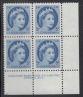 Canada 1954 MNH #341 5c Elizabeth II Wilding Plate 5 Lower Right Plate Block - Num. Planches & Inscriptions Marge