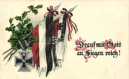 T2 Drauf Mit Gott An Siegen Reich! / German Flags, Medal, A.S.B. Serie 306. Emb. Litho - Zonder Classificatie