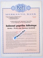 Budapest 1988. 'Merkantil Bank' Kalocsai Paprika Kötvénye 50.000Ft-ról, '000000'-ás Kötvényszám, Szelvényekkel, Rajta 'M - Unclassified
