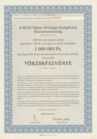 Budapest 1998. 'BLUE Faktor Pézügyi Szolgáltató Részvénytársaság' Ezer Darab Törzsrészvénye Egyenként 1000Ft-ról, Szelvé - Zonder Classificatie