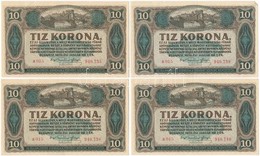 1920. 10K (4x) Közte 3db Sorszámkövető és 1db Közeli Sorszám T:II,II- - Zonder Classificatie