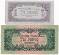 1944. 5P + 10P + 50P + 1000P 'A Vöröshadsereg Parancsnoksága' T:II,III,III- Szakadás - Non Classés