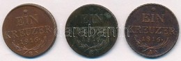 1816B 1kr Cu + 1816G 1kr Cu + Ausztria 1816A 1kr Cu T:2,2- - Zonder Classificatie