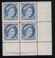 Canada 1954 MNH #341 5c Elizabeth II Wilding Plate 19 Lower Right Plate Block - Num. Planches & Inscriptions Marge