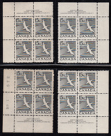 Canada 1954 MNH #343 15c Gannet Plate 1 Set Of 4 Plate Blocks - Num. Planches & Inscriptions Marge