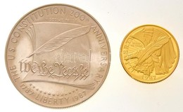 Amerikai Egyesült Államok 1987S 1$ Ag (0.900/26,76g) + 1987W 5$ Au (0.900/8,41g) 'Alkotmány Bicentenárium' Szett Dísztok - Unclassified