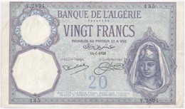 Algéria / Francia Igazgatás 1929. 20Fr T:III
Algeria / French Administration 1929. 20 Francs C:F
Krause 78.b - Sin Clasificación
