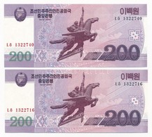 Észak-Korea 2008. 200W (2x) T:I 
North Korea 2008. 200 Won (2x) C:UNC - Zonder Classificatie