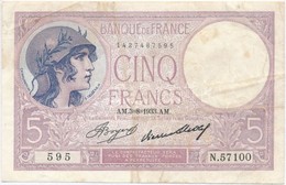 Franciaország 1933. 5Fr T:III
France 1933. 5 Francs C:F
Krause 72.e - Unclassified