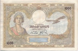 Jugoszlávia 1931. 1000D T:II,II-
Yugoslavia 1931. 1000 Dinara C:XF,VF
Krause 29. - Unclassified