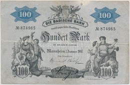 Német Államok / Baden 1907. 100M T:III
German States / Baden 1907. 100 Mark C:F - Zonder Classificatie