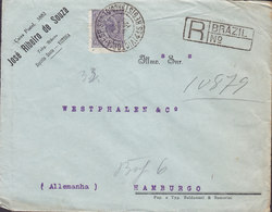 Brazil JOSÉ RIBEIRO DE SOUZA Registered Registrada VICTORIA 1919 Cover Letra HAMBURG (Arr.) Germany 500 R Freiheitskopf - Lettres & Documents