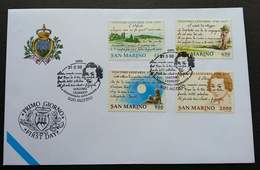 San Marino 2th Centenary Of The Birth Of Giacomo Leopardi 1998 (FDC) - Brieven En Documenten