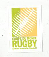Autocollant , Sports ,RUGBY ,  Coupe Du Monde,Australie Nouvelle Zélande 1987 - Stickers