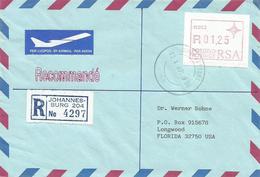 South Africa RSA 1987 Johannesburg Meter P003 ATM EMA FRAMA Registered Cover - Frankeervignetten (Frama)