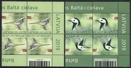 LETONIA /LATVIA /LETTLAND /LETTONIE - EUROPA 2019 -NATIONAL BIRDS.-"AVES - BIRDS - VÖGEL -OISEAUX"- 2 BLOQUES De 4 -CBAR - 2019