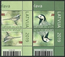 LETONIA /LATVIA /LETTLAND /LETTONIE -EUROPA 2019 -NATIONAL BIRDS.-"AVES - BIRDS -VÖGEL -OISEAUX"- PAR INVERTIDO BAR CODE - 2019