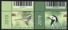 LETONIA /LATVIA /LETTLAND /LETTONIE -EUROPA 2019 -NATIONAL BIRDS.-"AVES - BIRDS -VÖGEL -OISEAUX"- SERIE 2 V.- BAR CODE - 2019