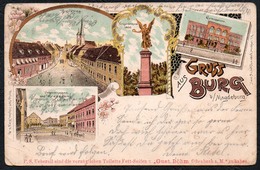 B7858 - Litho Burg Gruß Aus - Bei Magdeburg - Carl Schulze - Werbekarte Gustav Böhm Seife Fette - Burg