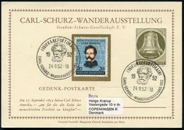 (16) FRANKFURT (MAIN)/  CARL-SCHURZ-WANDERAUSST. 1952 (24.9.) SSt = Kopfbild Schurz Auf Passender 20 Pf. Schurz + 5 Pf.B - Andere & Zonder Classificatie