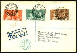 TRINIDAD & TOBAGO 1937 (12.5.) 2K: G.P.O. PORT OF SPAIN 3x Auf Kompl. Satz Krönung, Hs. R-Nr., In London Nachgezettelt ( - Altri & Non Classificati