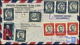 NICARAGUA 1961 (8.3.) Abraham Lincoln 5 C. U. 30 C. (3x Kl.Zahnf.) U.a., Sauber Gest. Übersee-Flp.-Bf.  (Mi.1232 (3), 12 - Andere & Zonder Classificatie