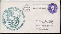 U.S.A. 1932 (2.9.) 3 C. U Washington, Viol. + Grüner HdN: WASHINGTON SIGNED ACT.. TREASURE DEPMT. (Münzprägepresse Etc.) - Other & Unclassified