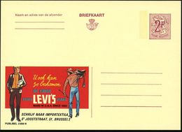 BELGIEN 1969 2 F. Reklame-Ganzsache Publibel, Weinrot:  LEVI'S.. = Cowboy Mit Sattel U. Brenneisen Etc., Ungebr. (P 329  - Altri & Non Classificati