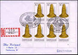 B.R.D. 1977 (16.8.) 30 Pf. "Goldener Hut", Reine MeF: Eckrand-7er-Block + Ersttags-SSt: 5300 BONN (Bo.431 II), Inl.-R-FD - Preistoria