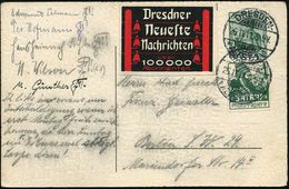 Dresden-Altst. 1 1911 (26.11.) 5 Pf. Germania U. Reklame-Zierfeld "SATRAP"- Foto-Papiere, Gr. Kopf (lose Darunter, Zusam - Aegyptologie