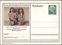 Hannover 1957 10 Pf. BiP Heuss , Grün: Kestnermuseum: Skulptur ägypt. Paar Mit Hieroglyphen, Ungebr. (Mi.P 24/295) - ALT - Egittologia