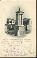 GRIECHENLAND MILITÄRPOST 1919 (18.1.) 10 L. Hermes, Rot + 10 L. Blinddruck-BiP: ATHENES - LE MONUMENT DE LYSICRATE , Rs. - Archeologie