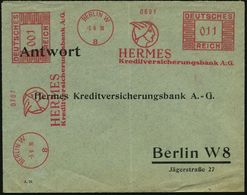 BERLIN W/ 8/ HEMRES/ Kreditversicherungs A.-G. 1936 (5.9.) AFS 011 Pf. + 001 Pf. (2 Abdrucke!) = Hermeskopf (mit Flügelh - Mythologie