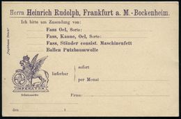 Frankfurt A.Main-Bockenheim 1898 5 Pf. Amtl. Antwort-P "Krone", Grün + Zudruck: Heinrich Rudolph GERMANONLINE / IMPERATO - Mitología