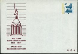 Detmold 1975 PU 50 Pf. Unfall: 100 Jahre Hermannsdenkmal 1875-1975.. (zur Varusschlacht 9 N. Chr.) Ungebr. (Mi.PU 65/30) - Archéologie