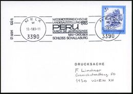 ÖSTERREICH 1983 (Jan.) MWSt: 1010 WIEN/2bk Bzw. 3390 MELK/w/NIEDERÖSTERR./LANDESAUSSTELLUNG 1983 Je Auf Inl.-Karte (Einz - Autres & Non Classés