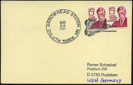 U.S.A. 1982 HWSt.: DULUTH 55806 MN/ A R R O W H E A D  STATION = Neolithische Pfeilspitze , Klar Gest. Übersee-Kt. - SON - Andere & Zonder Classificatie