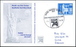 Karl-Marx-Stadt 1974 (Nov.) PP 25 Pf.: Galilei/..und Sie Bewegt Sich Doch = Gallilei Mit Sonne (= Skulptur Von F. Cremer - Astronomie