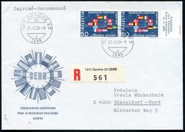SCHWEIZ 1966 (21.2.) 50 C. "CERN" Randpaar Mit Rand-Inschrift, 1K: 1211 GENEVE 23/C E R N (= Conseil Europ. De Recherche - Atome