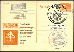 5900 EISENACH 1/ Stadt Des Sommergewinns 1988 (21.4.) SSt = Hahn Auf Brezel + HdN: Mit Oldtimer.. Zum Postamt Befördert  - Auto's