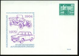 Zwickau 1979 PP 10 Pf. Neptunbrunnen, Grün: VEB SACHSENRING.. (= Horch 1904, Trabant 1979) Ungebr. (Mi.PP 15/100) - AUTO - Automobili