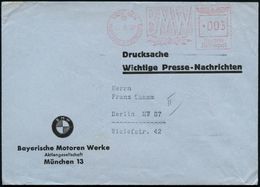 MÜNCHEN/ 13/ HDB/  B M W 1937 (22.5.) AFS (Lorbeer) Klar Gest., Firmen-Bf. Mit Firmen-Logo (Dü.E-5AGo) - AUTOMOBIL-HERST - Automobili