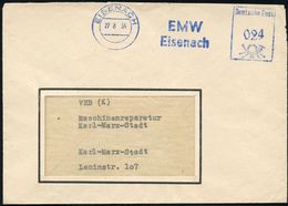 EISENACH/ E M W/ Eisenach 1954 (27.8.) Blauer AFS = E Isenacher Motoren Werke (EMW Vormals  B M W) Rs. Abs.-Vordr.: VEB  - Auto's